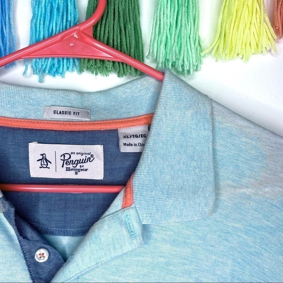 Penguin Men’s Light Blue Pull On Collared Polo Sleeve Shirt Size Extra Large - Picture 4 of 11
